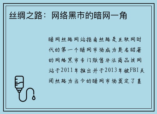 丝绸之路：网络黑市的暗网一角